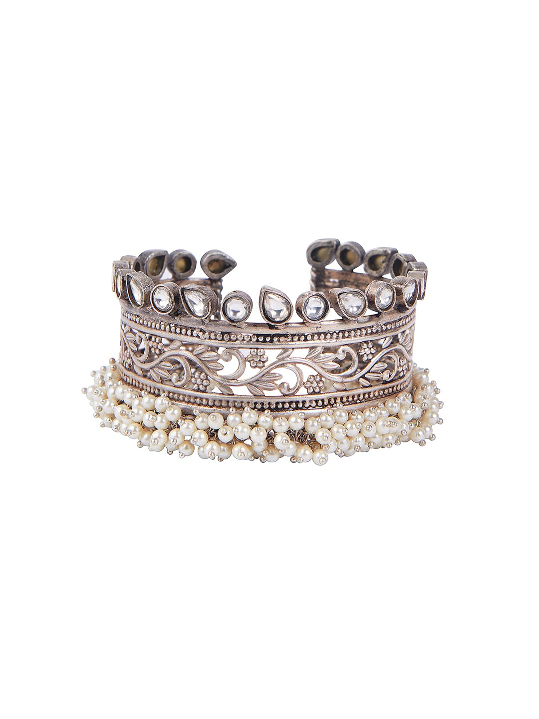 Aria Oxidised Pearl Embellished Bracelet 