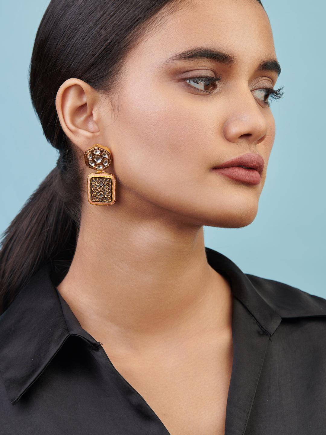 Meiraa Thewa and Enamel Earrings - Main Image