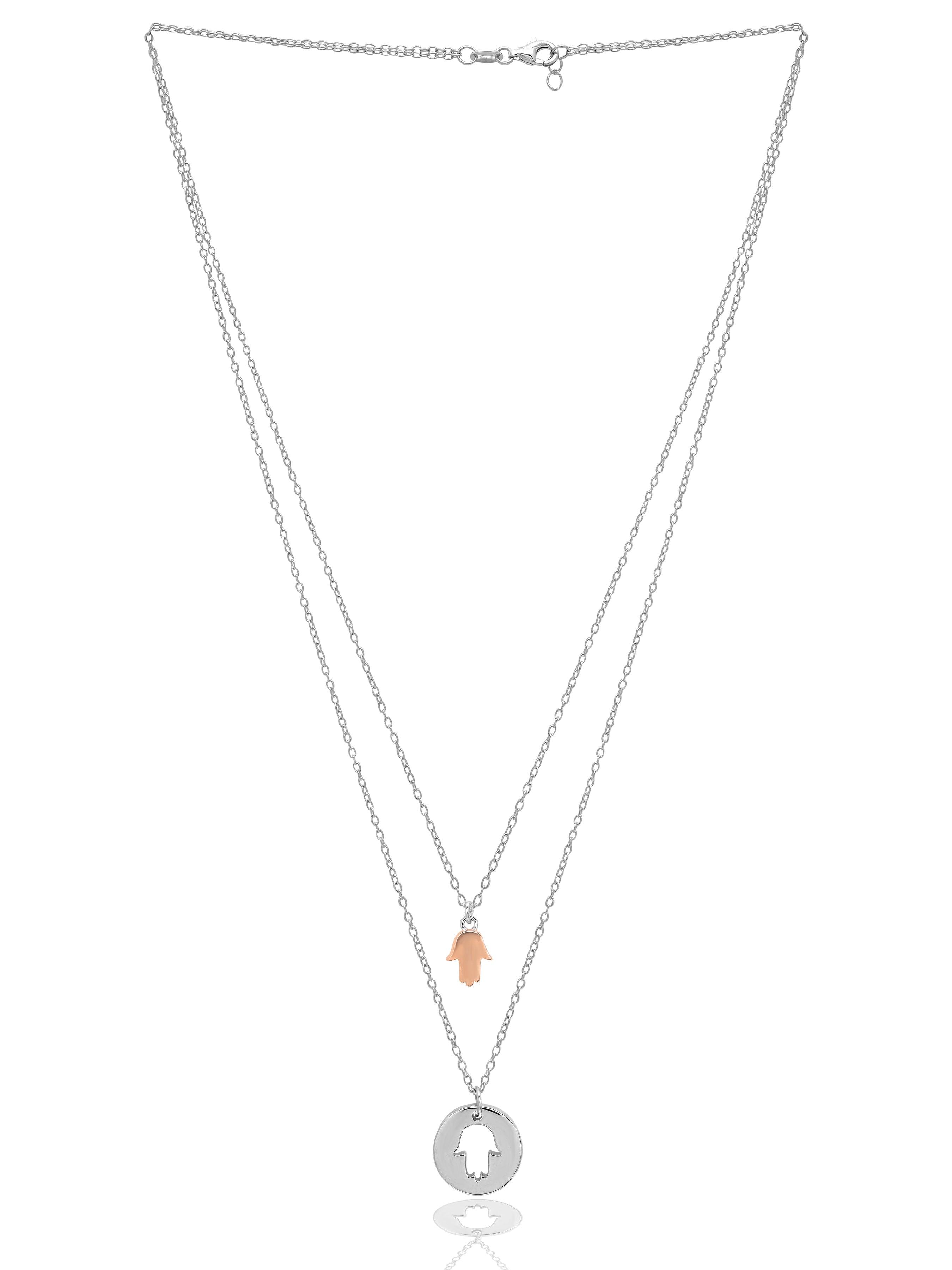 Rose Gold Plated Charms Of Hamsa Pure Silver Necklace – Curio Cottage