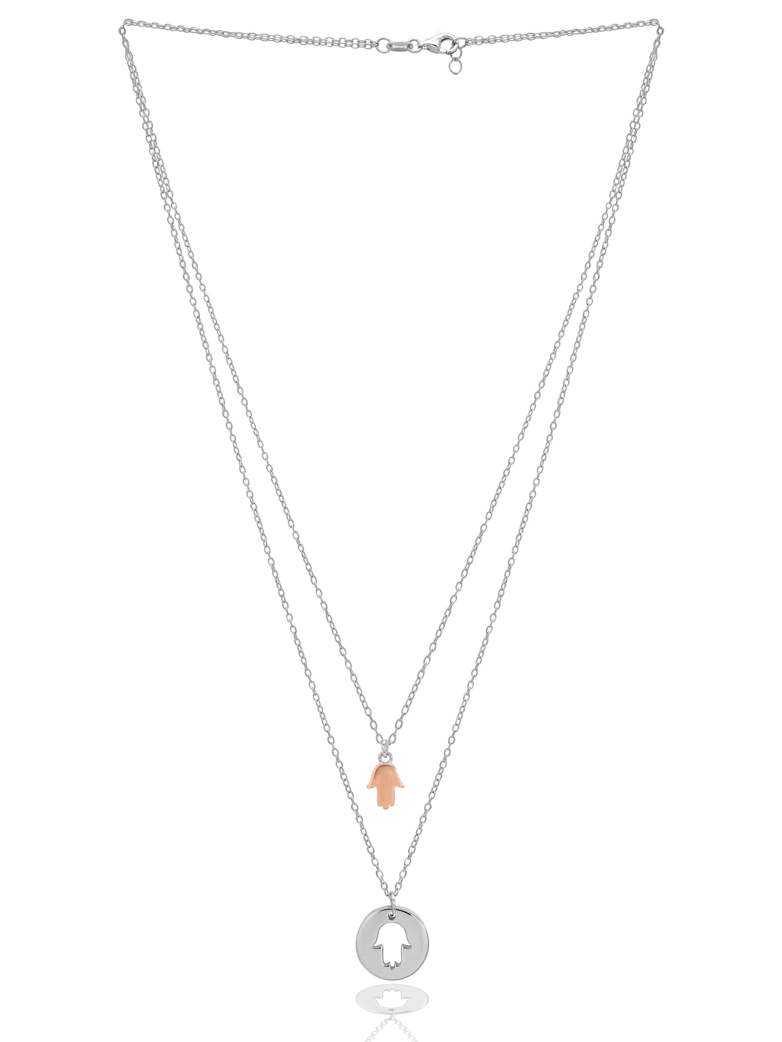 0 Rose Gold Plated Charms Of Hamsa Pure Silver Necklace