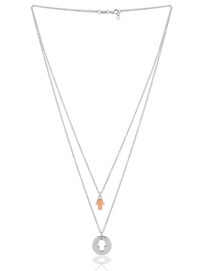 0 Rose Gold Plated Charms Of Hamsa Pure Silver Necklace