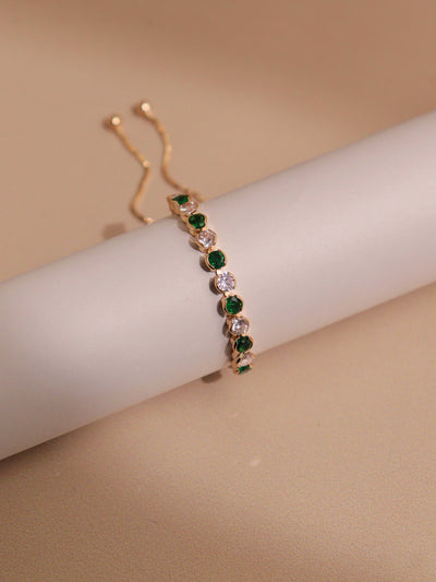  Emerald Elegance Adjustable Tennis Bracelet