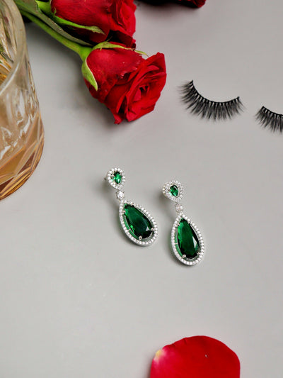  Dazzling Drop Emerald CZ Earrings