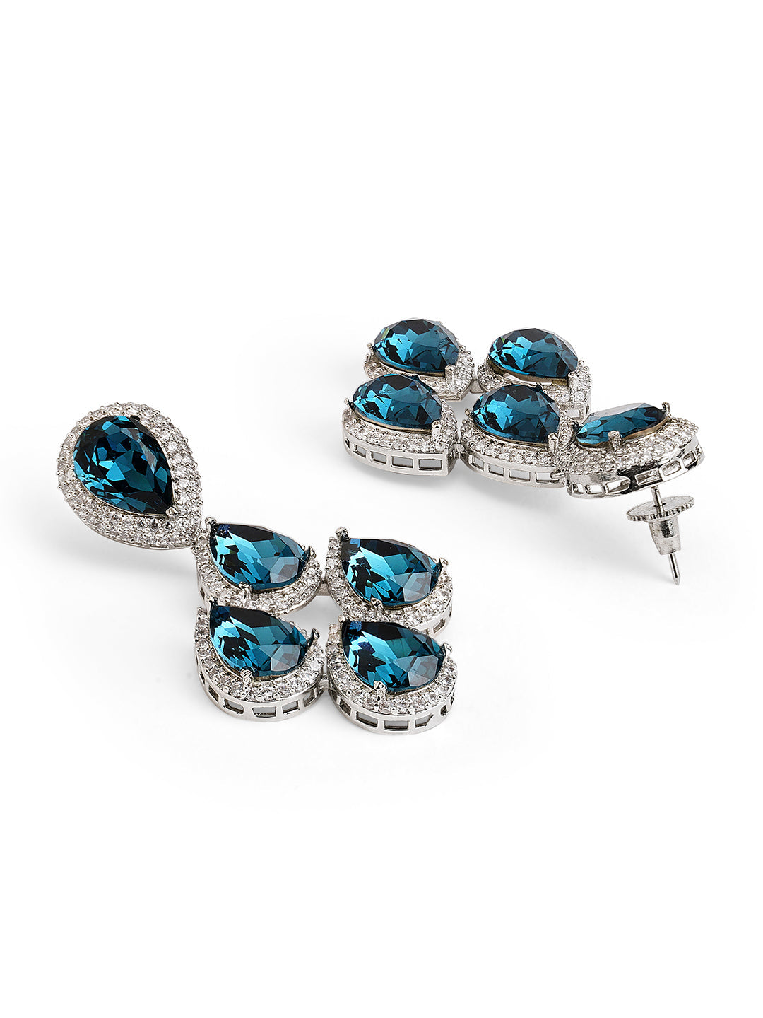 Midnight Blue CZ Dangler Earrings 
