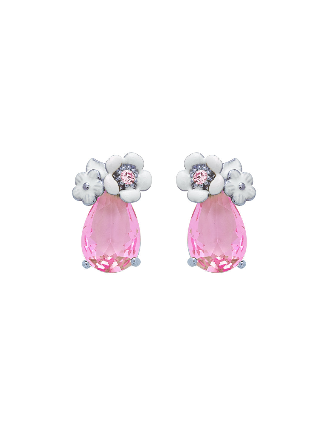 Pink Blush Serene Enameled Stud Earrings 