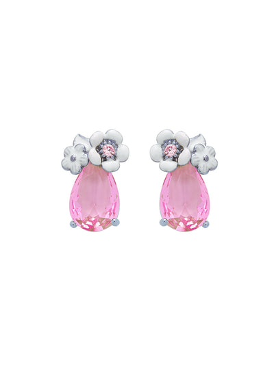 Pink Blush Serene Enameled Stud Earrings 