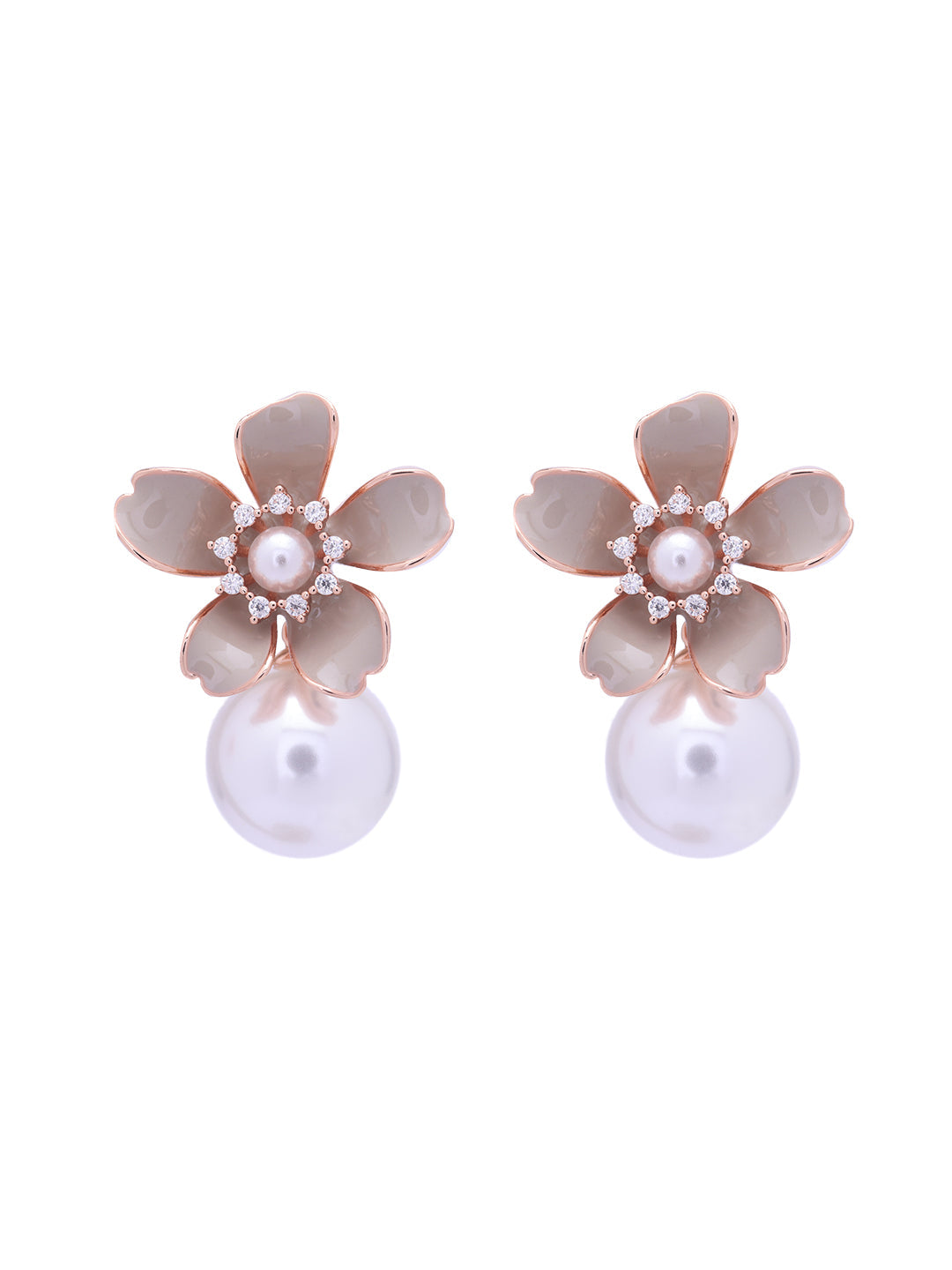 Floral Thirst Pearl Drop Earrings 