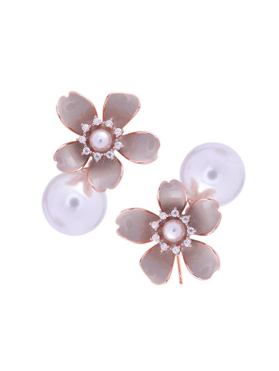 Floral Thirst Pearl Drop Earrings 