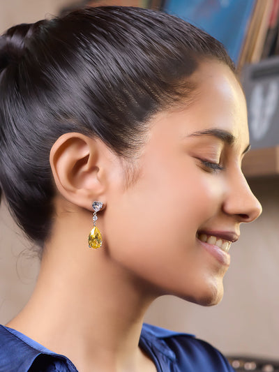  Sparkling Sapphire Yellow Dangler Earrings