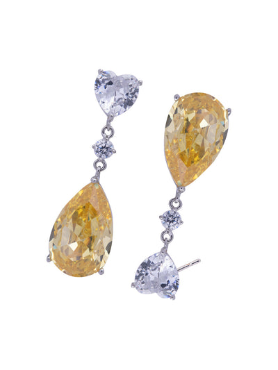 Sparkling Sapphire Yellow Dangler Earrings 