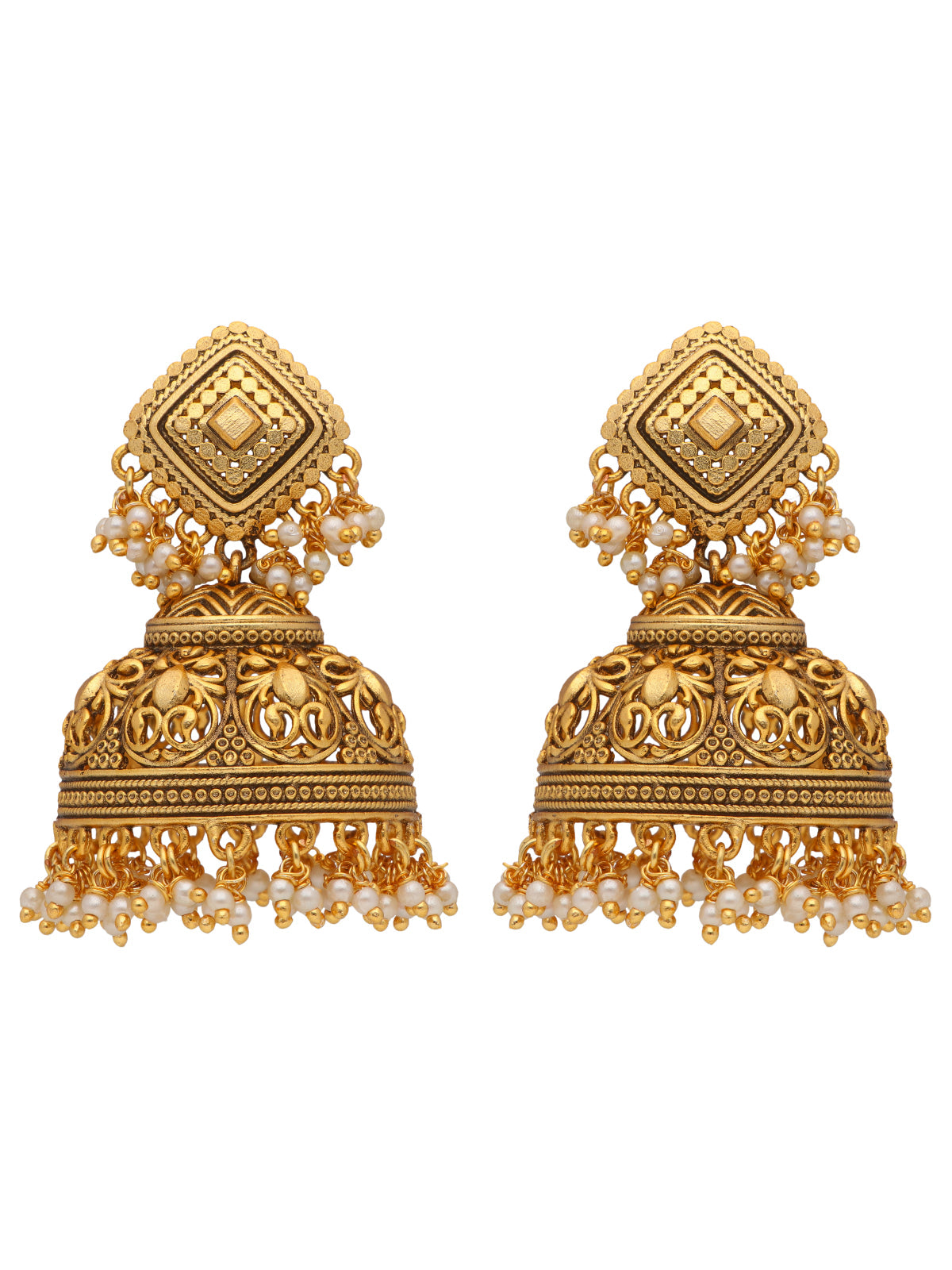 22K Gold Plated Intricate Handcrafted Jhumkas 