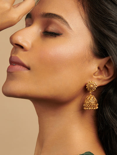  Love for Gold Mini Temple Jhumki Earrings