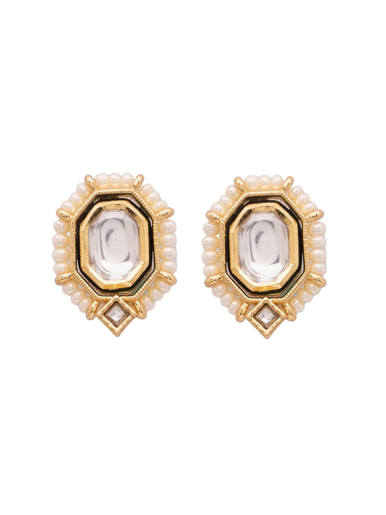  22 KT Gold Plated Royal Splendor Kundan-Polki Earrings