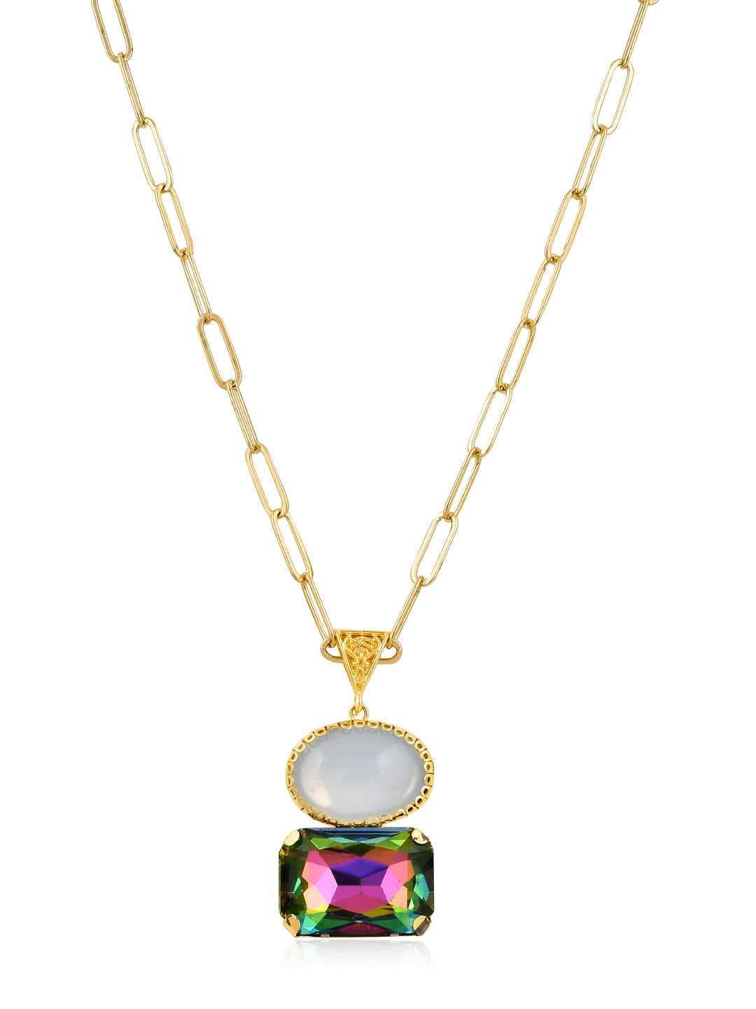Aina Moon and Prism Stone Long Chain Necklace 