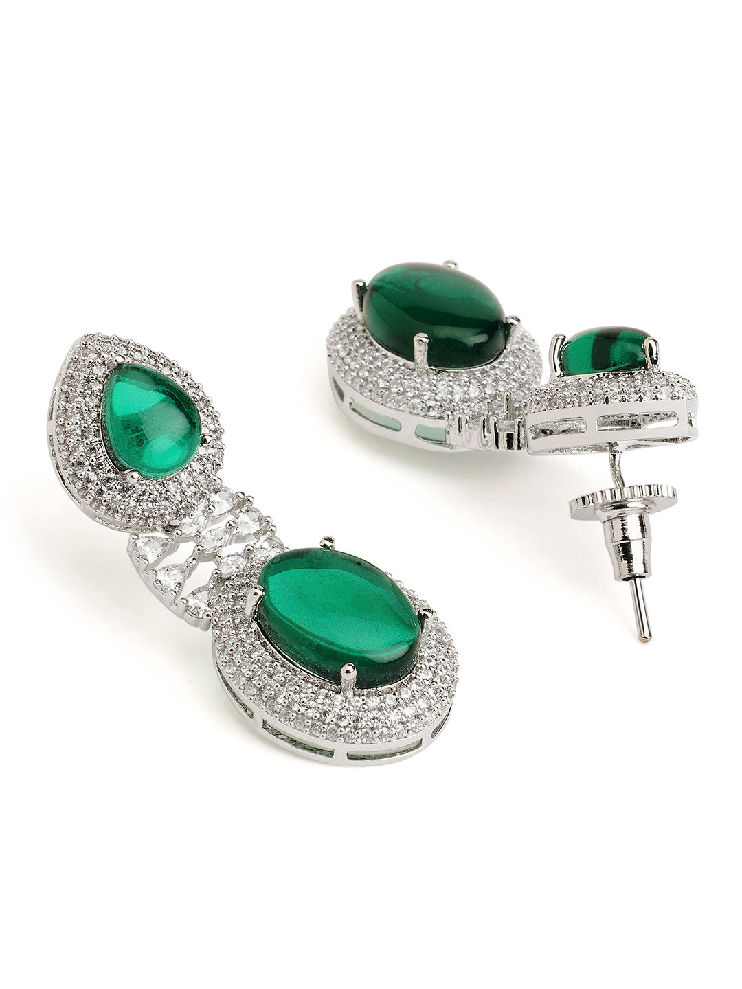 Emerald Green CZ Cabachon Couture Necklace Set 