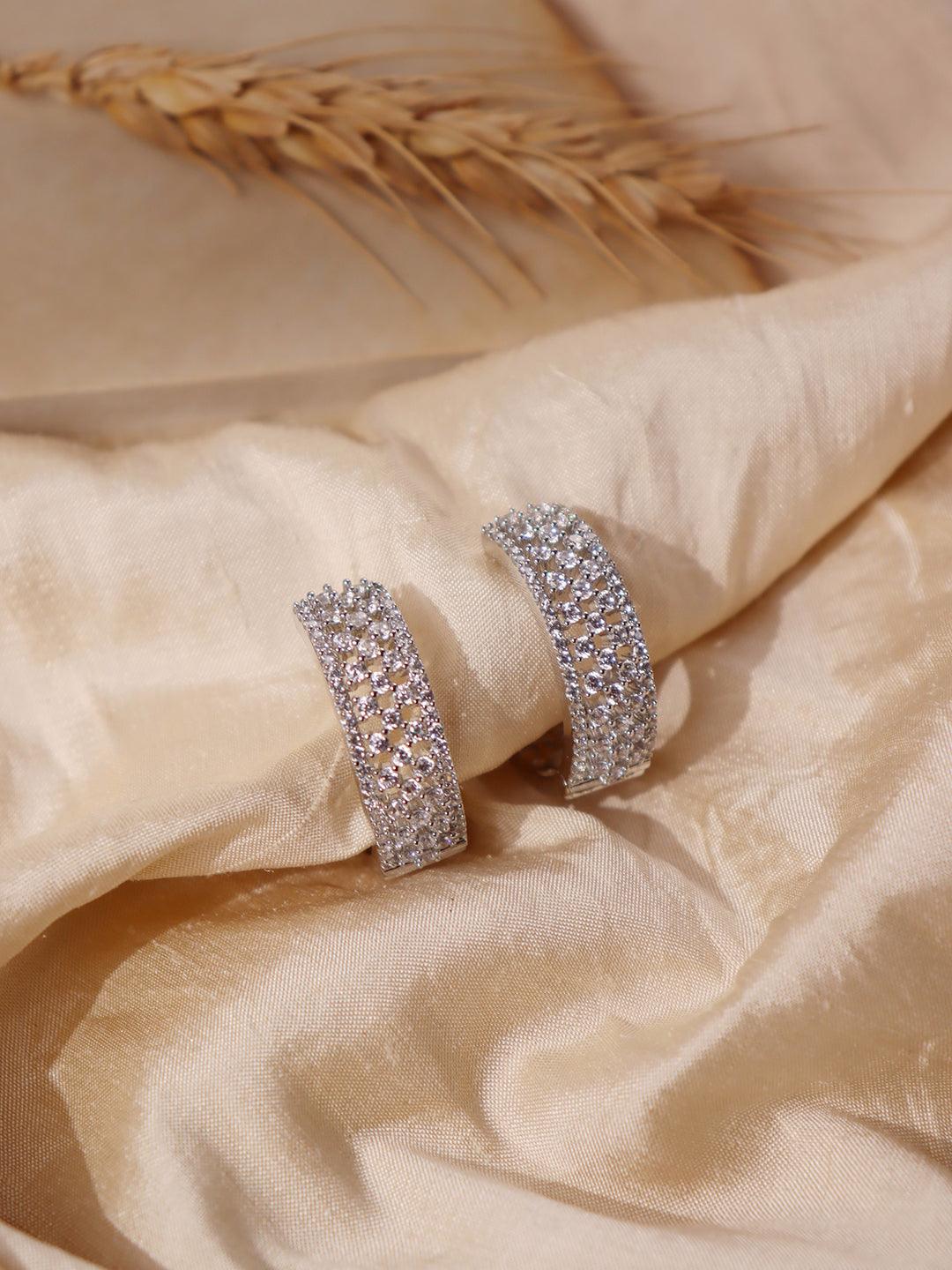 Diamante Cubic Zirconia Hoop earrings - Curio Cottage 