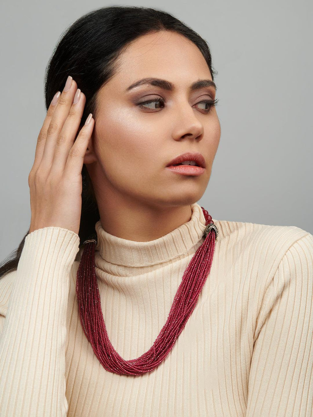 Stone Appeal Multi Deep Red Stone String Necklace Curio Cottage