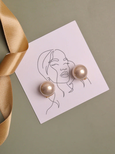 The Pearl Story - 20 mm Champagne Shell Pearl Studs - Curio Cottage 