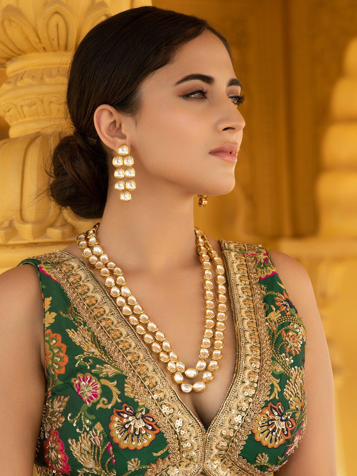 Bridal Kundan Dual Layer Long Nceklace Set – Curio Cottage