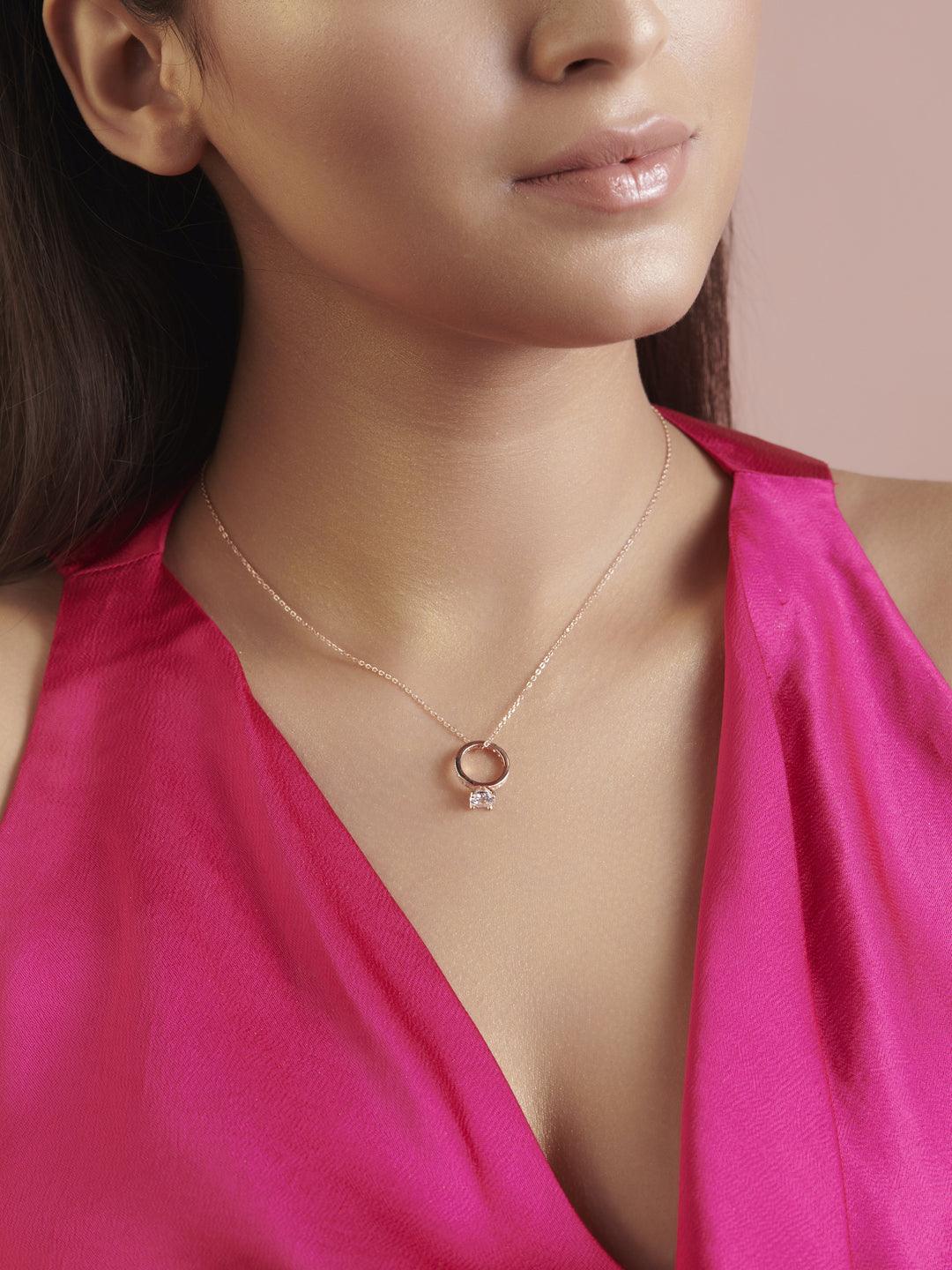 Promise Ring Rose Gold Plated Pure Silver Necklace – Curio Cottage