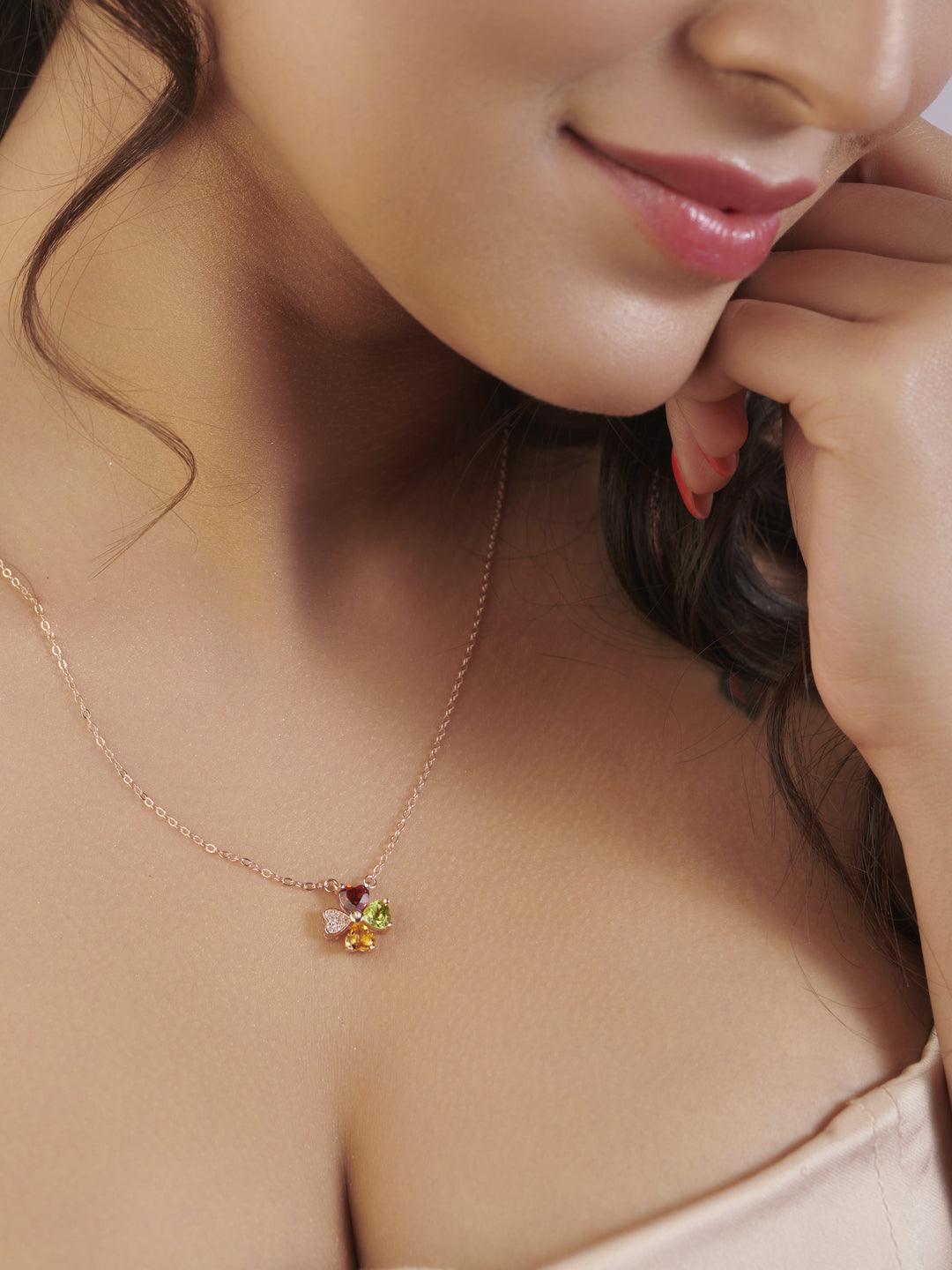 Multi Colour Clover Leaf Pure Silver Chain Necklaces – Curio Cottage