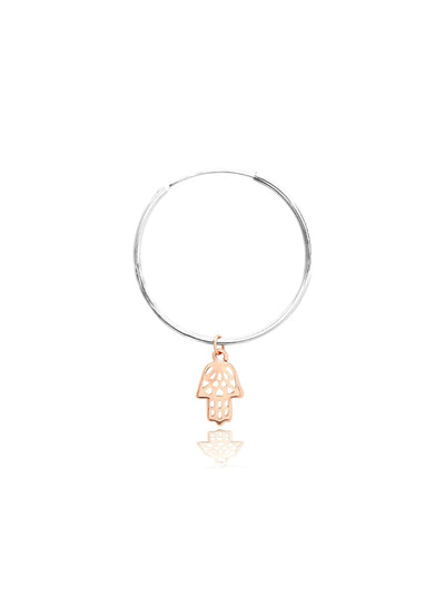  925 Silver Plated In Rose Gold Hamsa Hoops Earrings