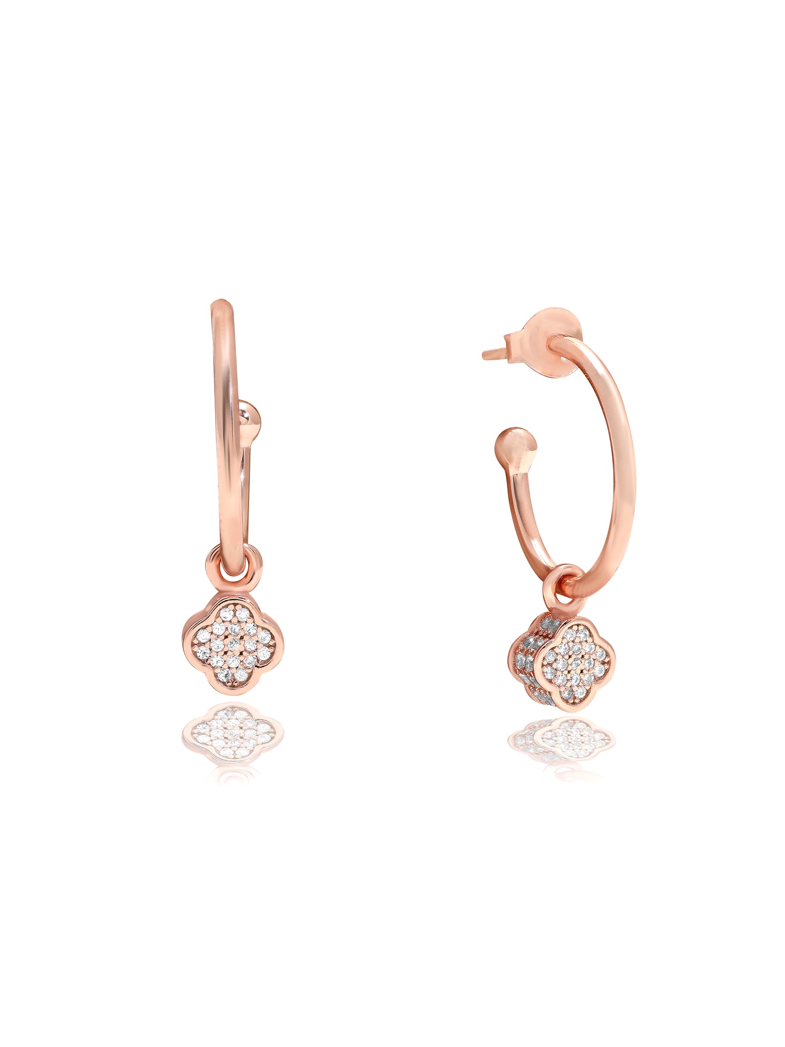  Rose Gold Plated Silver Zirconia Drop Earring