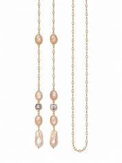 Endless Gold and Pearl Drop Lariat
