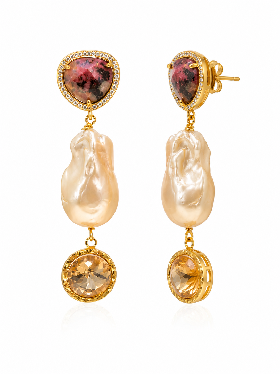Rose Baroque Pearl Danglers