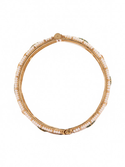 Enchanting Enamel-Coated Floral Bangle 