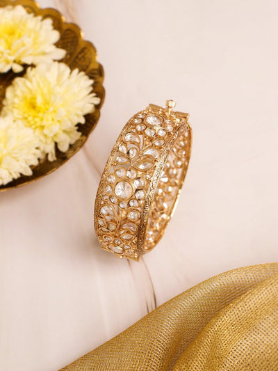 Opulent 22 KT Gold Plated Kundan Cuff 
