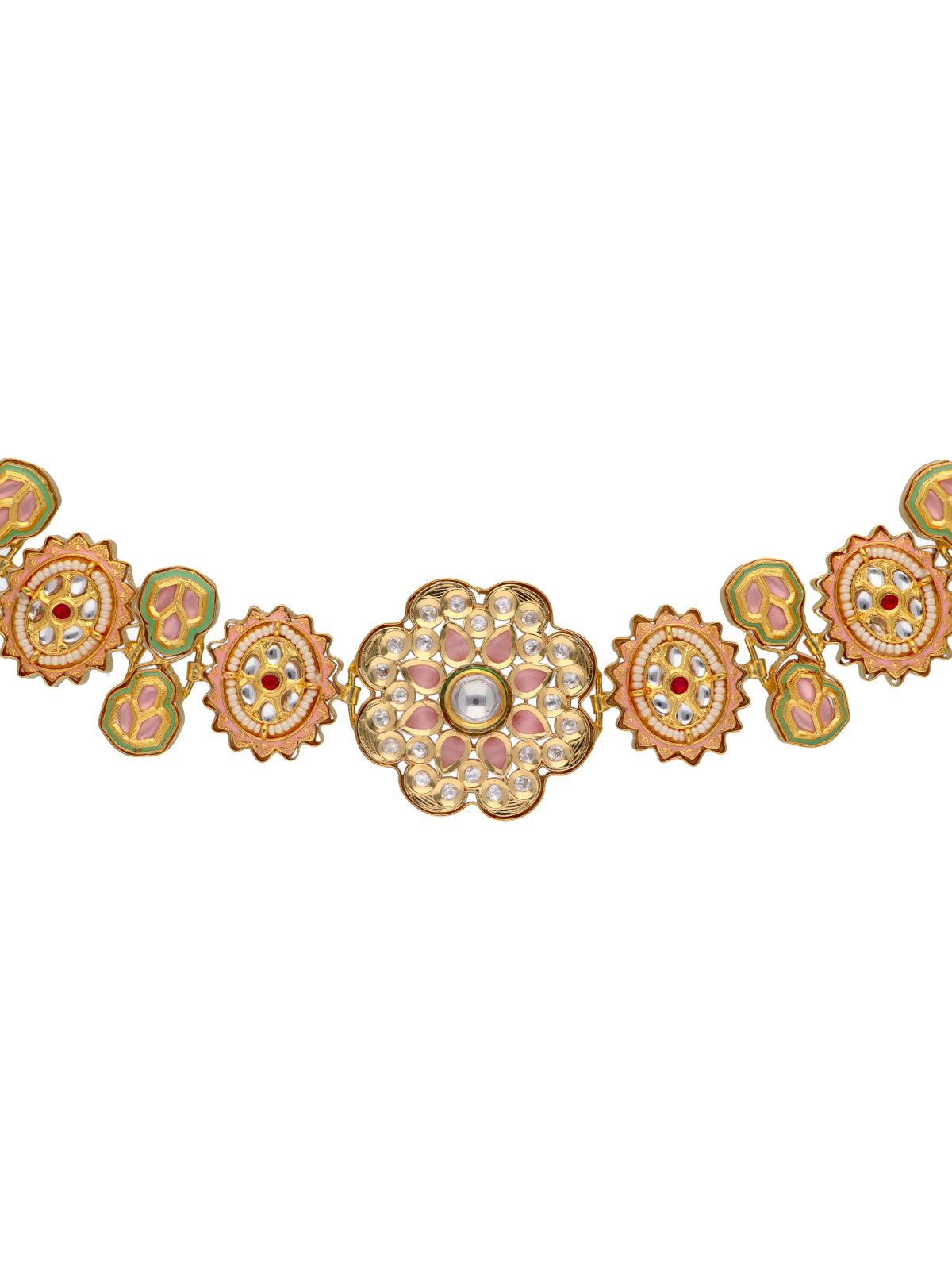 The Zoya Play of Hue Floral Kundan Meenakari Choker 