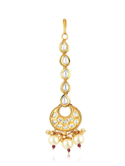 The Bridal Edit- Gold Maang Teeka With Pearl Drops 