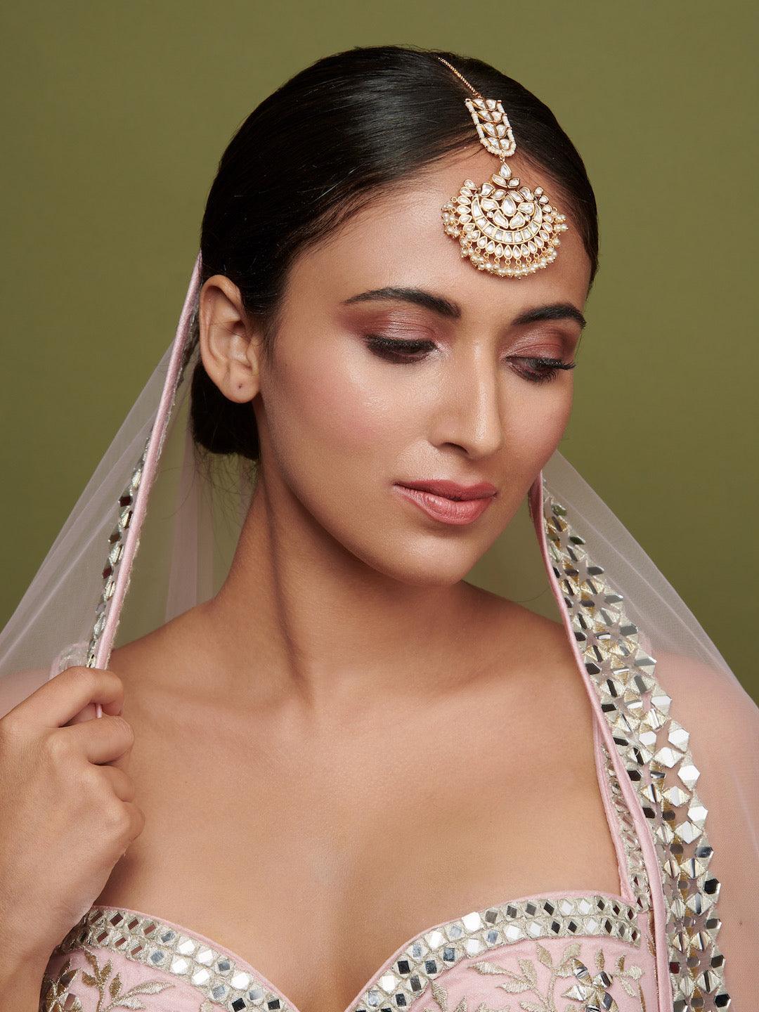  The Bridal Edit- Chand Kundan And Pearls Maang Tikka