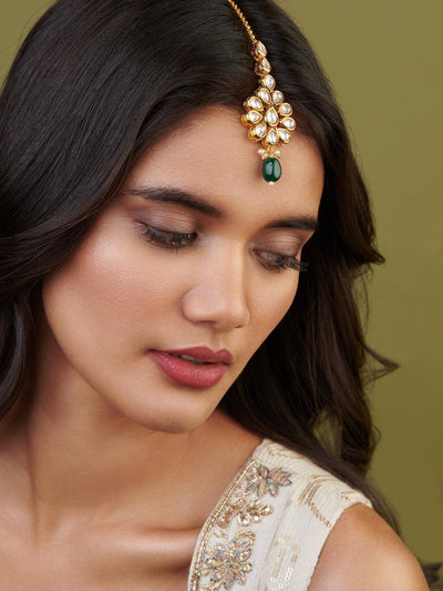 Meira Kundan Green Droplet Teeka 