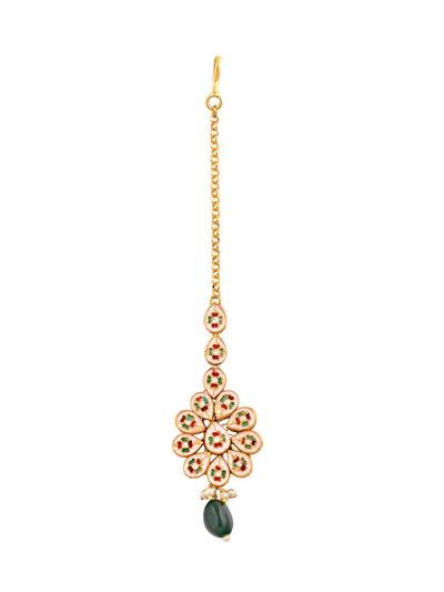 Meira Kundan Green Droplet Teeka 