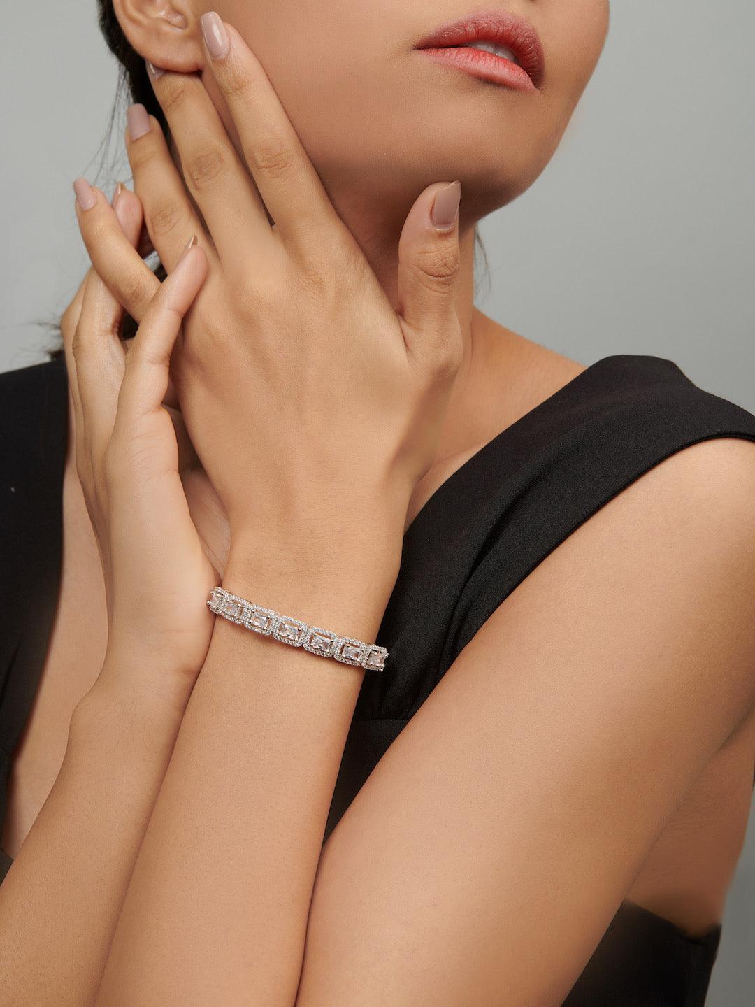 Diamante Cubic Zirconia Princess Cut Bangle 