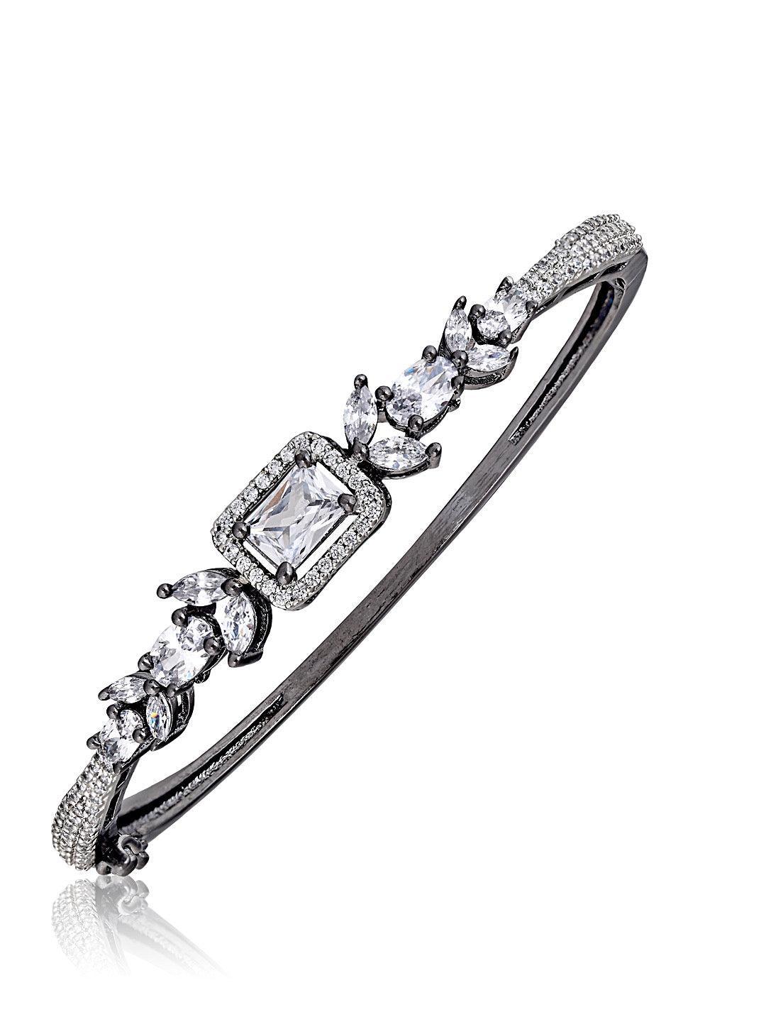 Diamante Black Rhodium Plated Cubic Zirconia Bangle 