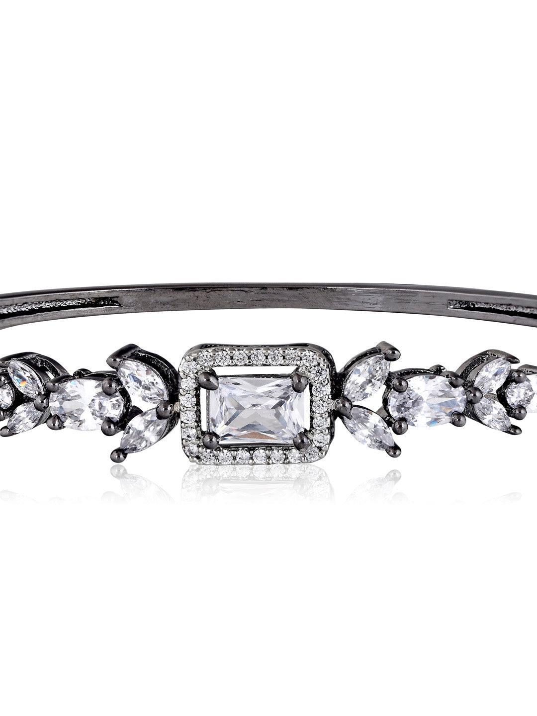 Diamante Black Rhodium Plated Cubic Zirconia Bangle 