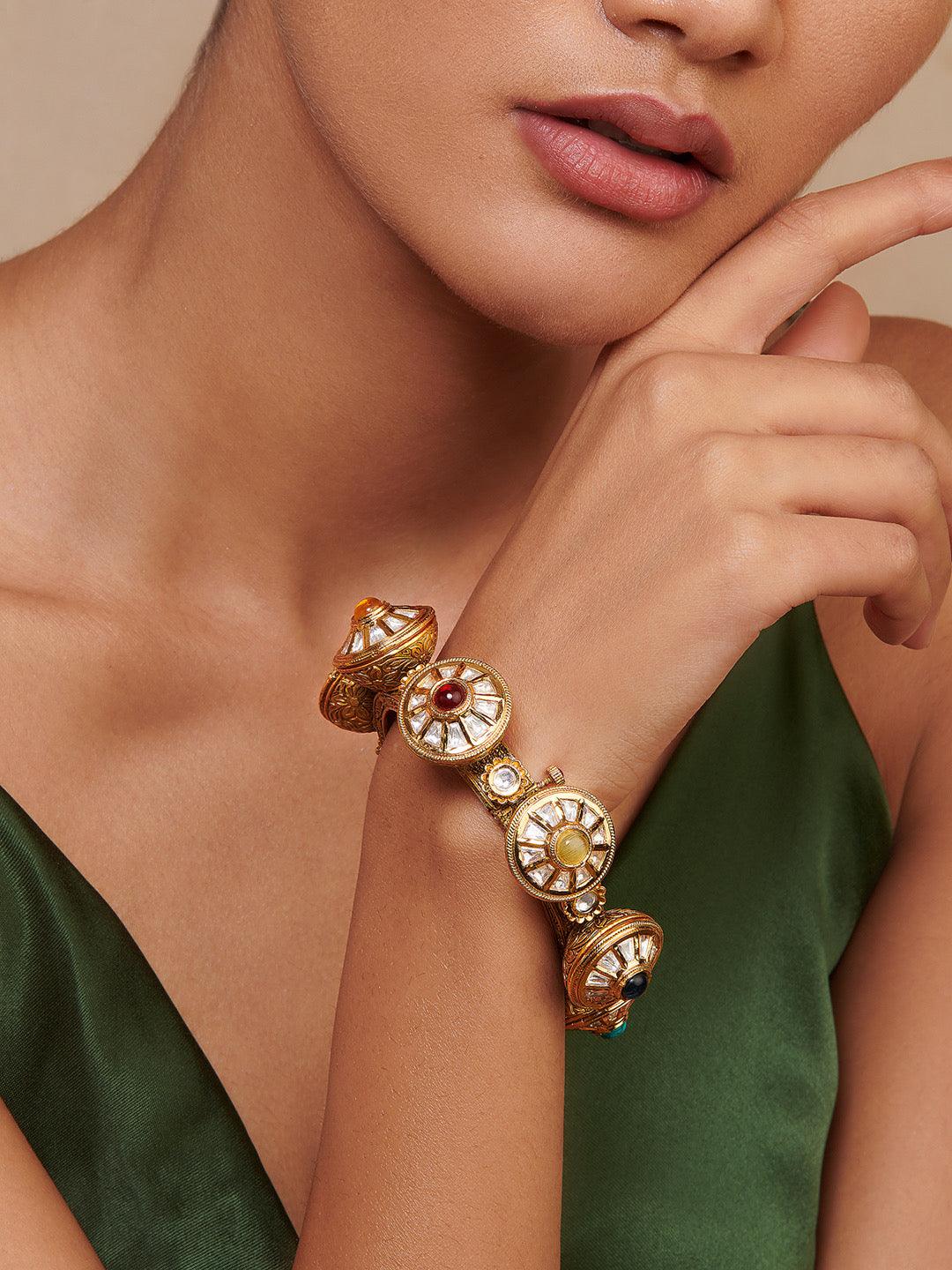  Miera Kundan And Navratan Stone Bangle