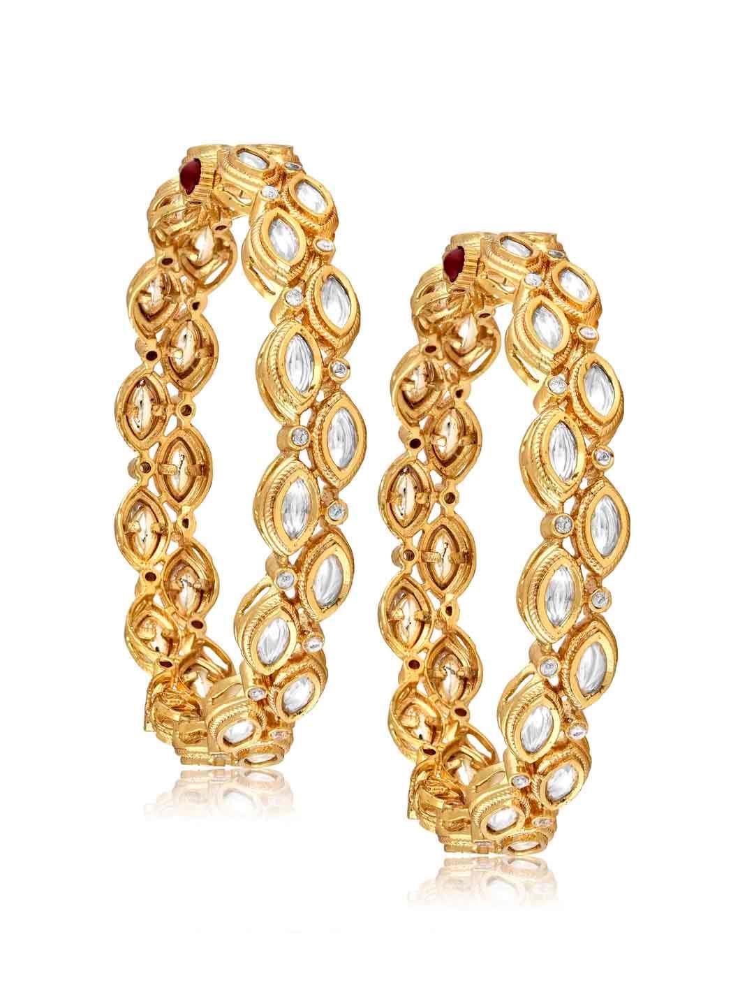 Marquis Kundan And Gold Bridal Bangles 