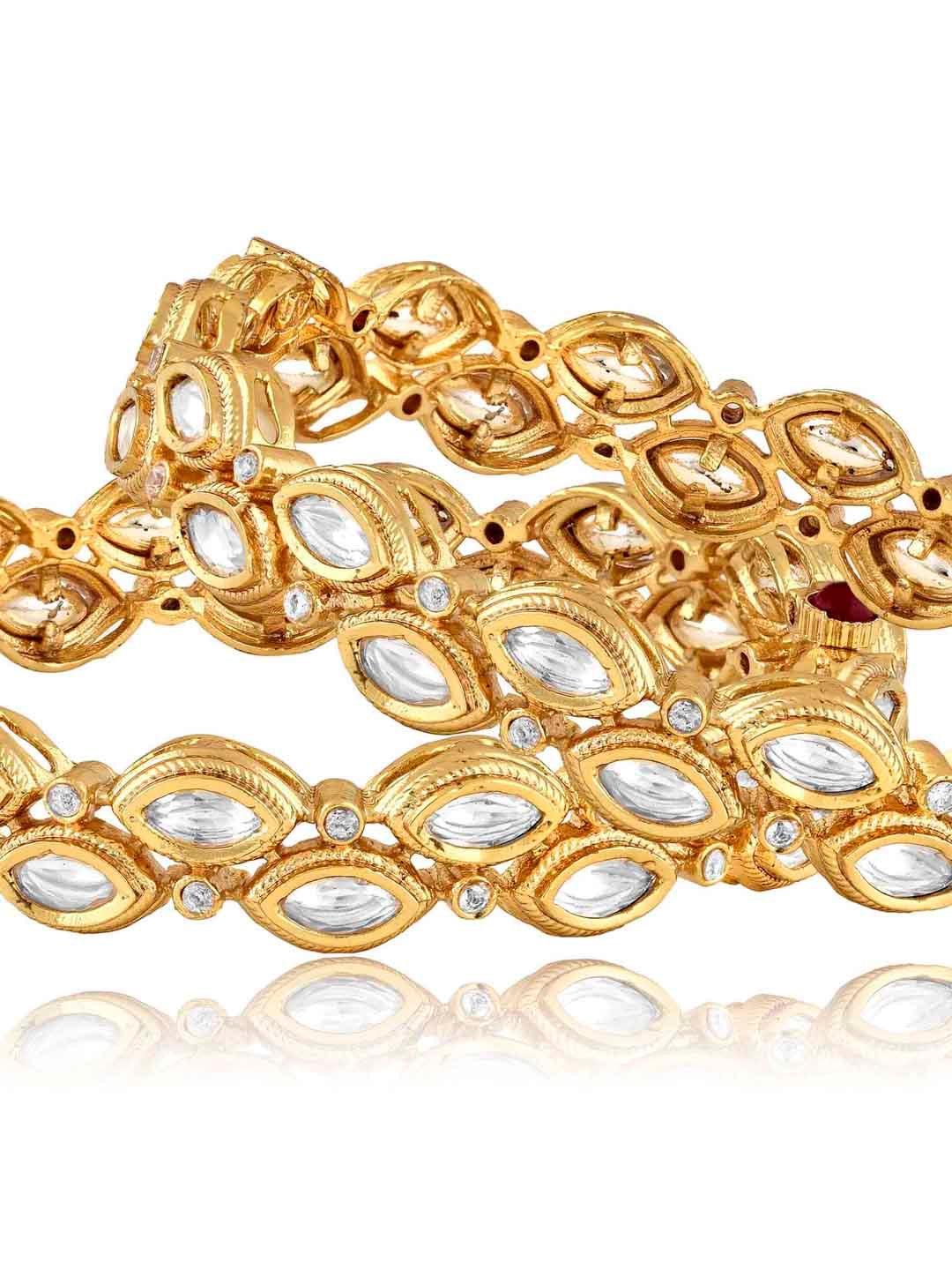 Marquis Kundan And Gold Bridal Bangles 