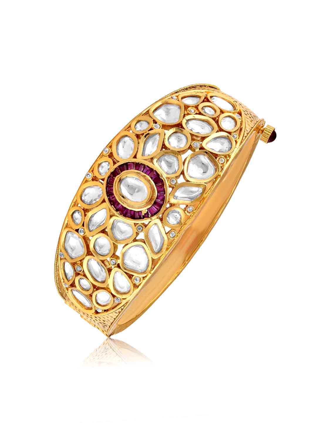 Kundan And Pink Baguettes Bridal Kada 