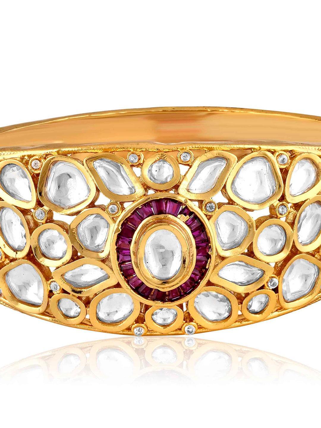 Kundan And Pink Baguettes Bridal Kada 