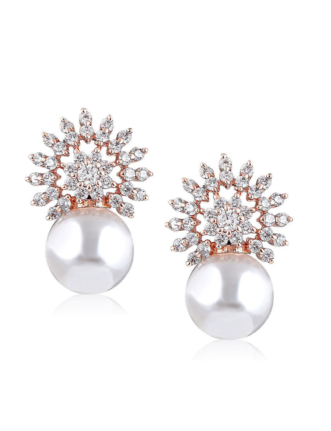 Pearl and CZ Stud Earrings