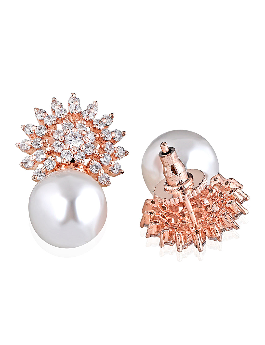 Pearl and CZ Stud Earrings