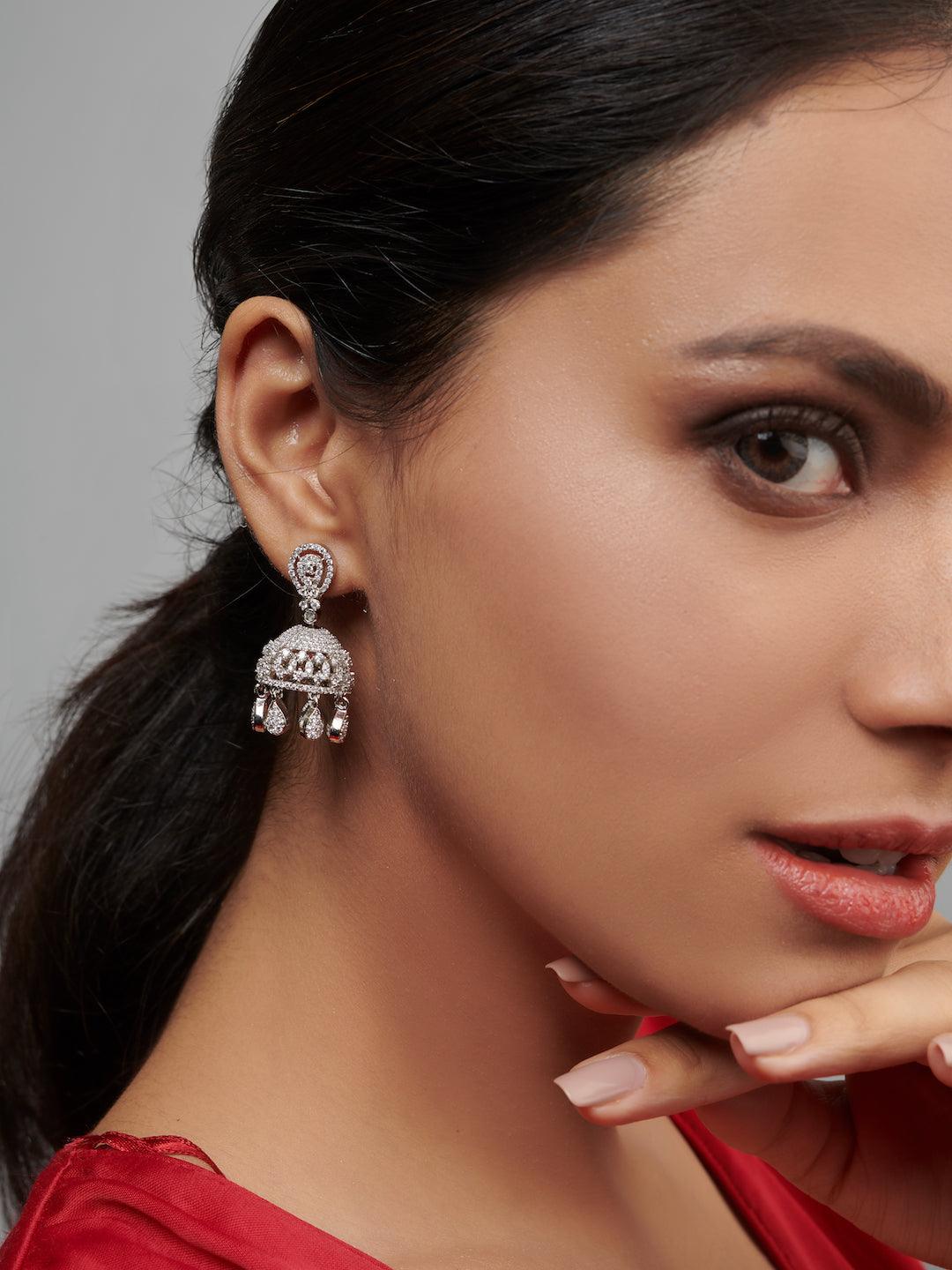 Diamante Cubic Zirconia Embellished Mini Jhumkis 