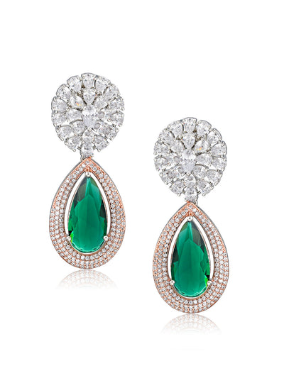 Diamante Emerald Green Drop Earrings 