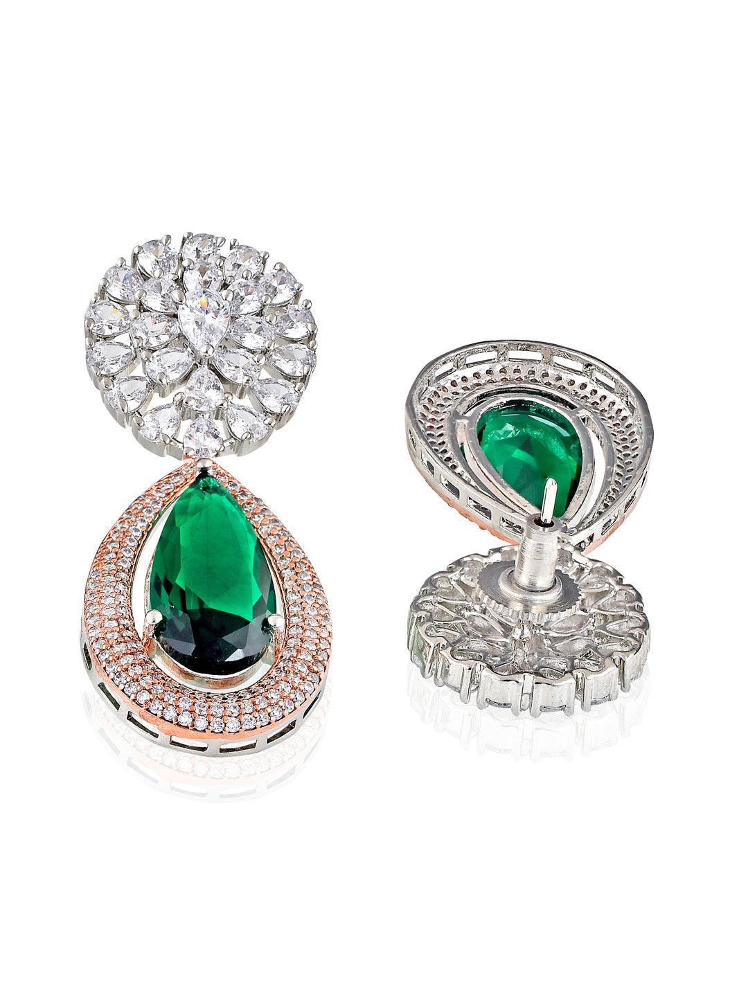 Diamante Emerald Green Drop Earrings 