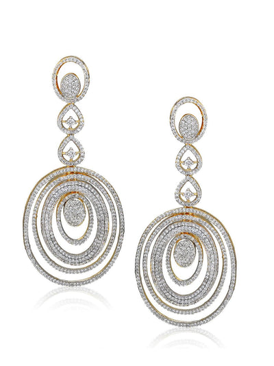 Diamante Cubic Zirconia Loops Dangler Earrings 